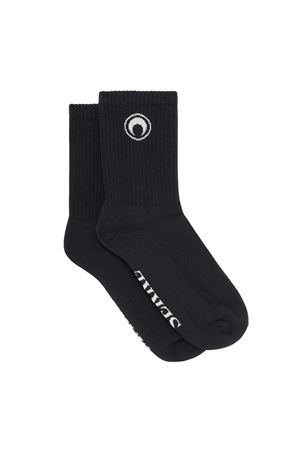 Moon Logo Ribbed Knit Crew Socks MARINE SERRE | USA043ACKNI0518BK99